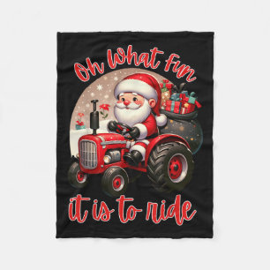 Farm Truck Oh What Fun It Is To Ride Santa Tractor Fleece Blanket