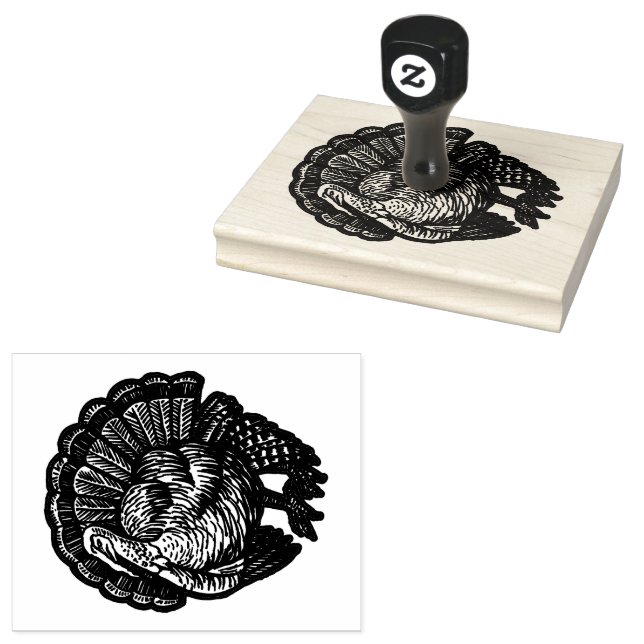 Farm Turkey Wood Handle Art Stamp (Stamped)