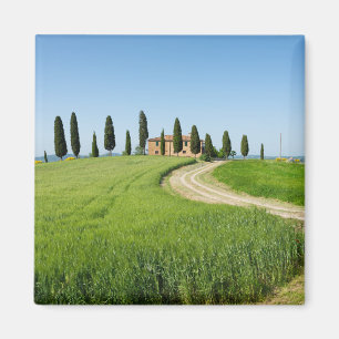 Farm villa with cypress trees in Tuscany Magnet
