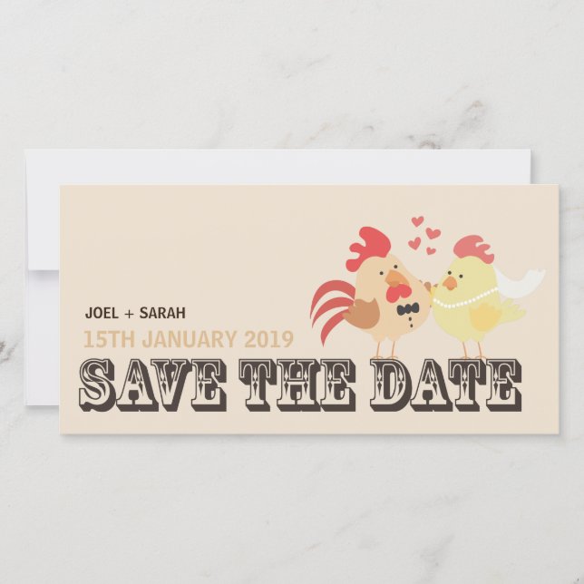 Farm Wedding Chickens Save the Date Announcement (Front)