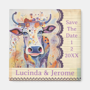Farm Wedding Cow Save the Date Magnet