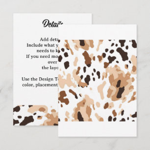 Farm Wedding Cowhide Print Enclosure Card