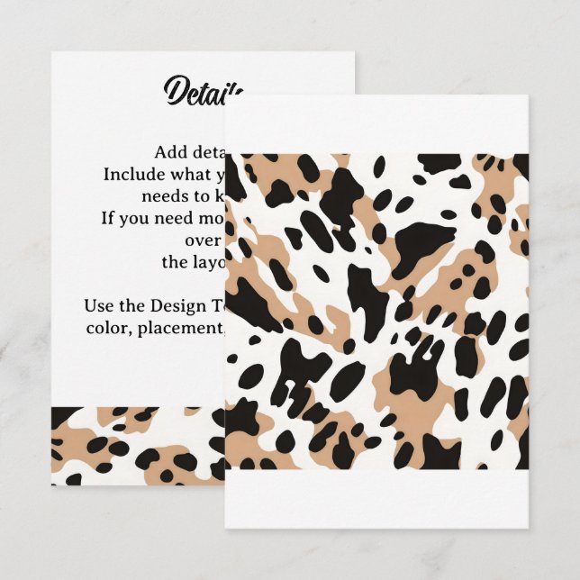 Farm Wedding Cowhide Print Enclosure Card (Front/Back)