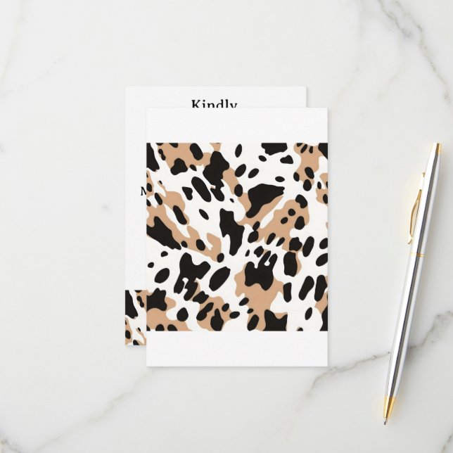 Farm wedding Cowhide Print RSVP Card (Front/Back In Situ)