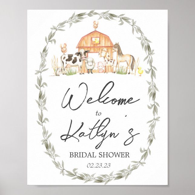 Farm Welcome Sign, Farm Poster, Farm baby shower  Poster (Front)