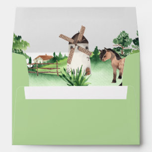  Farm Windmill Horse Boys Baby Shower Envelope