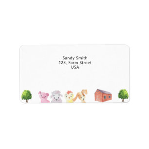 Farm with animals - Return Address Label