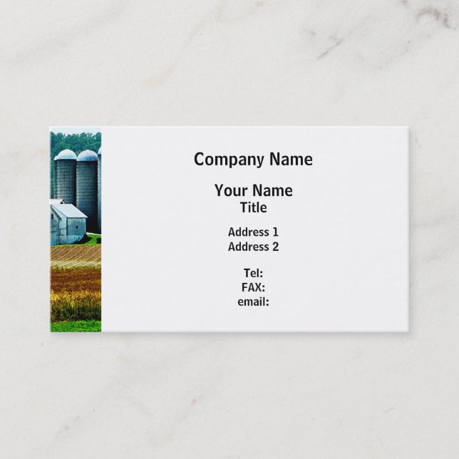 Farm With White Silos Business Card (Front)
