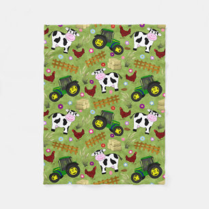 Farm Yard Cow Fleece Blanket