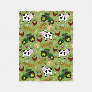 Farm Yard Cow Fleece Blanket
