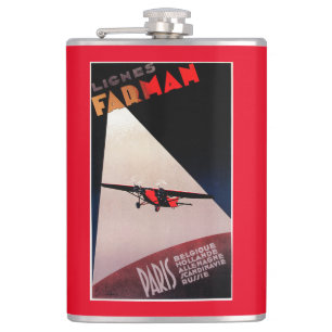 Farman Airlines Farman 300 Monoplane Promo Poste Hip Flask