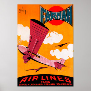 Farman Brothers Airlines F-170 Monoplane Poster