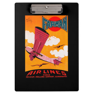Farman Brothers Airlines F-170 Monoplane Poster Clipboard