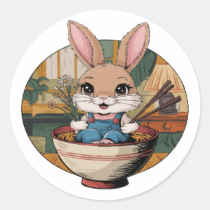 Farmcore Ramen Bunny Classic Round Sticker