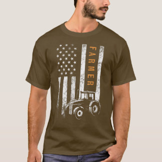 Farmer American Flag Design Farm Farming T-Shirt