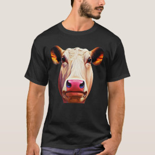 Farmer animal graphic head imprint motif with cow  T-Shirt