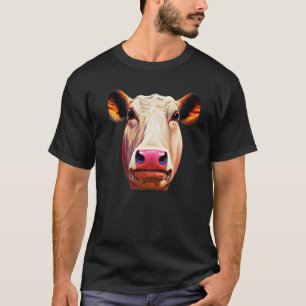 Farmer animal graphic head imprint motif with cow T-Shirt