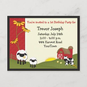 Farmer Baby Birthday Invitation Postcard