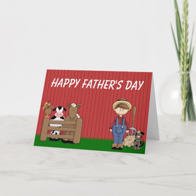 Farmer & Barn Happy Father's Day Greeting Card (Front)