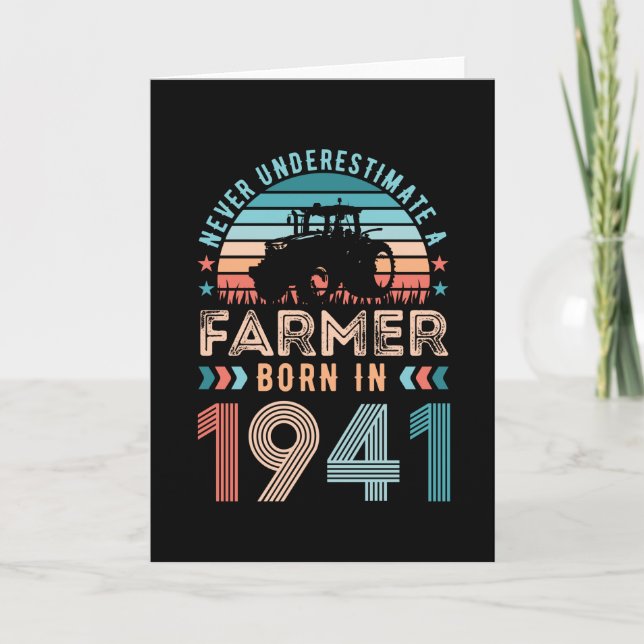 Farmer born 1941 80th Birthday Farming Gift Retro Card (Front)