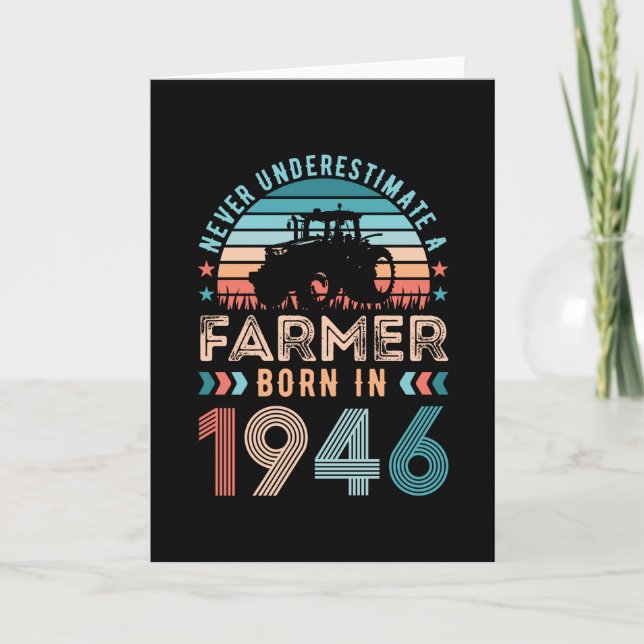 Farmer born 1946 80th Birthday Farming Gift Retro Card (Front)