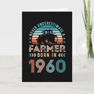 Farmer born 1960 60th Birthday Farming Gift Retro Card