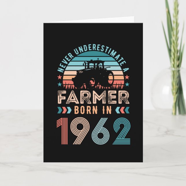 Farmer born 1962 60th Birthday Farming Gift Retro Card (Front)