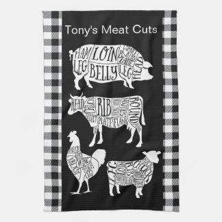Farmer Butcher Meat Cuts Tea Towel | Vintage Beef