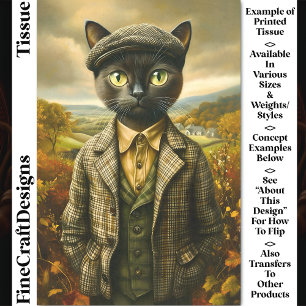 Farmer Cat Portrait In Countryside CM2 Decoupage Tissue Paper