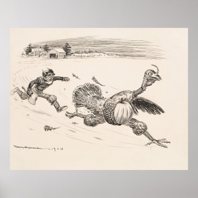 Farmer Chasing Turkey - William Walker Poster (Front)