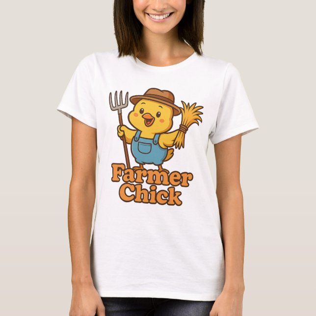 Farmer Chick – Cute Country Humour Tee (Front)
