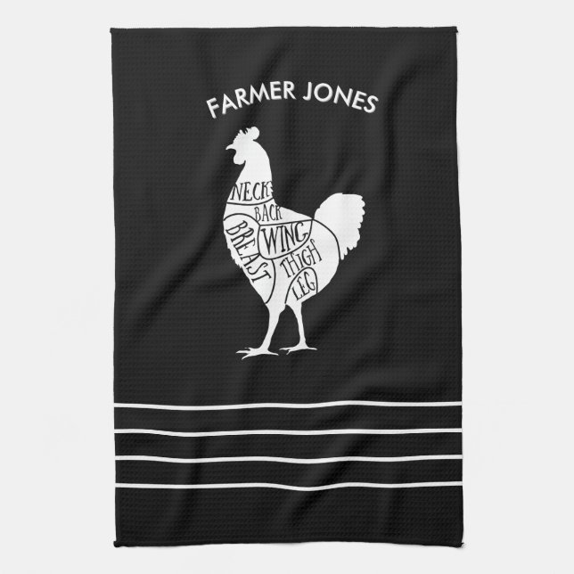 Farmer Chicken Meat Cuts Kitchen Towel – Butcher  (Vertical)