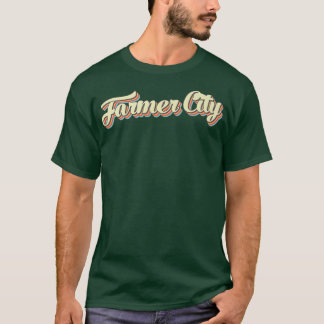 Farmer City T Retro Art Baseball Font Vintage  T-Shirt