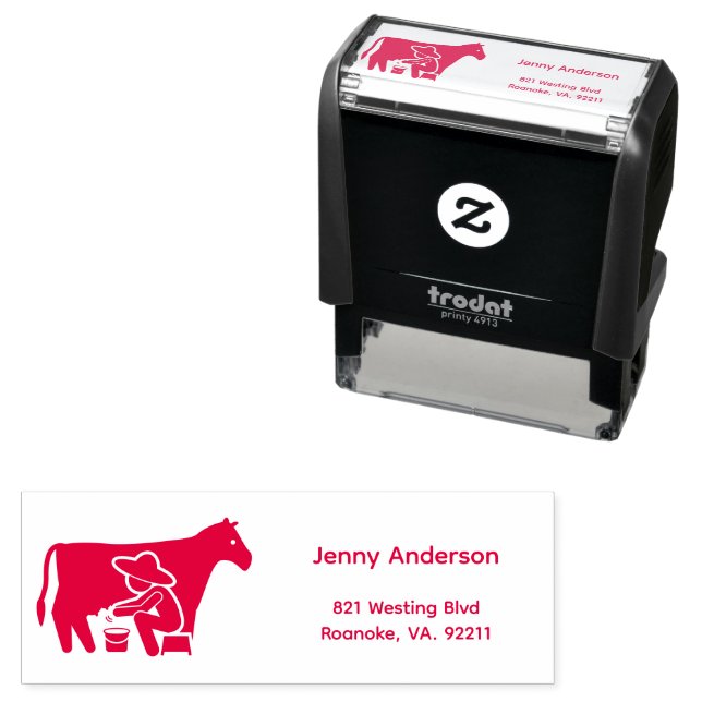 Farmer ﻿Cow Silhouette Return Address  Self-inking Stamp (In Situ)