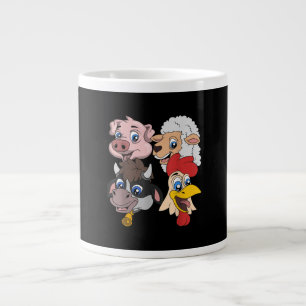 Farmer Cute Pig Sheep Cow Chicken Gift Large Coffee Mug