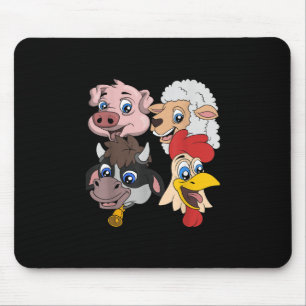 Farmer Cute Pig Sheep Cow Chicken Gift Mouse Pad