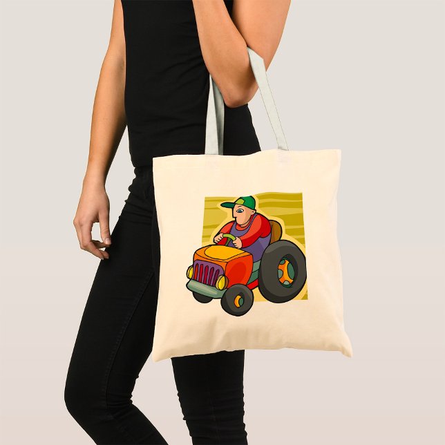 Farmer Driving Tractor Farm Vehicle Tote Bag (Creator Uploaded)