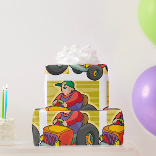 Farmer Driving Tractor Farm Vehicle Wrapping Paper