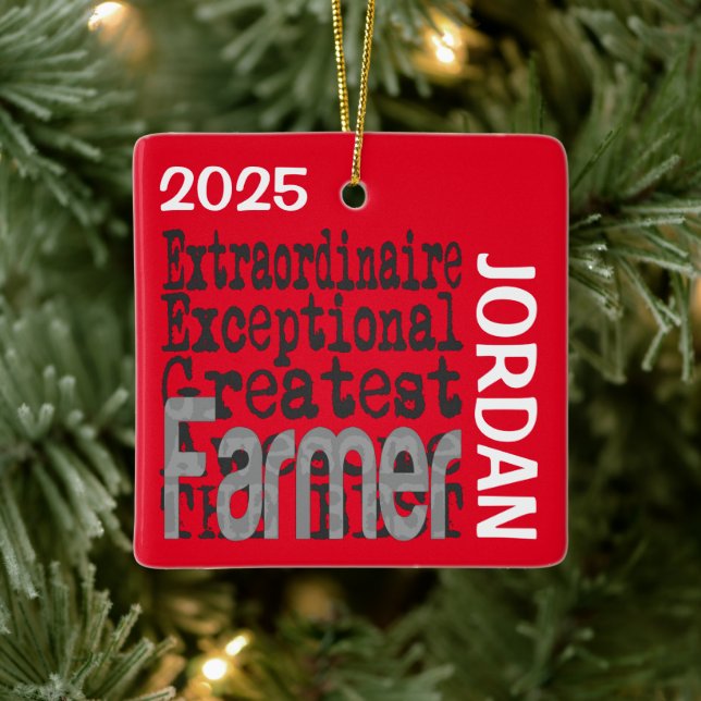 Farmer Extraordinaire CUSTOM Ceramic Ornament (Tree)