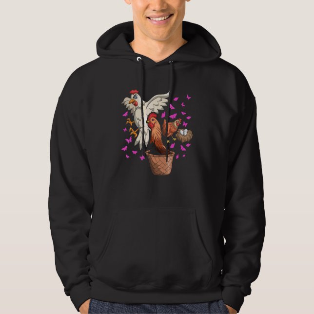 Farmer Farm Birds Butterfly Chicken Hoodie (Front)