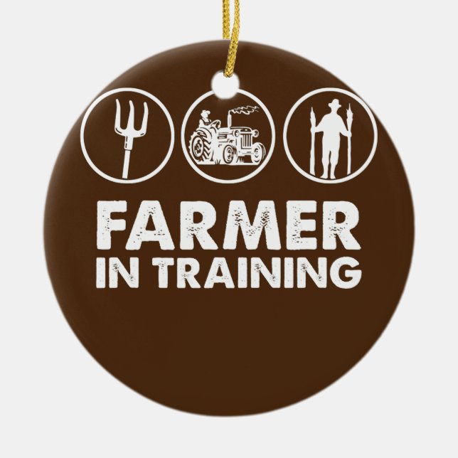 Farmer Farm Tractor Farming Agriculture Farmer In Ceramic Tree Decoration (Front)