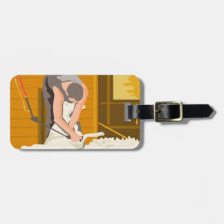 Farmer Farmworker Shearing Sheep WPA Luggage Tag