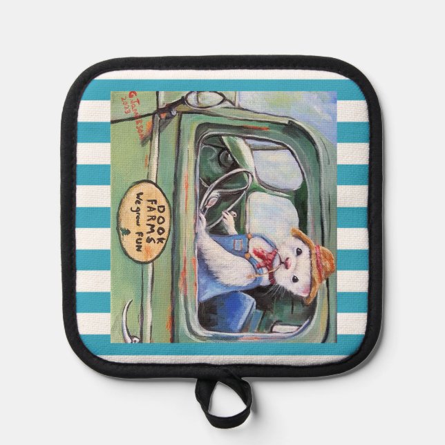 Farmer Ferret Oven Mitts & Pot Holders (Front)