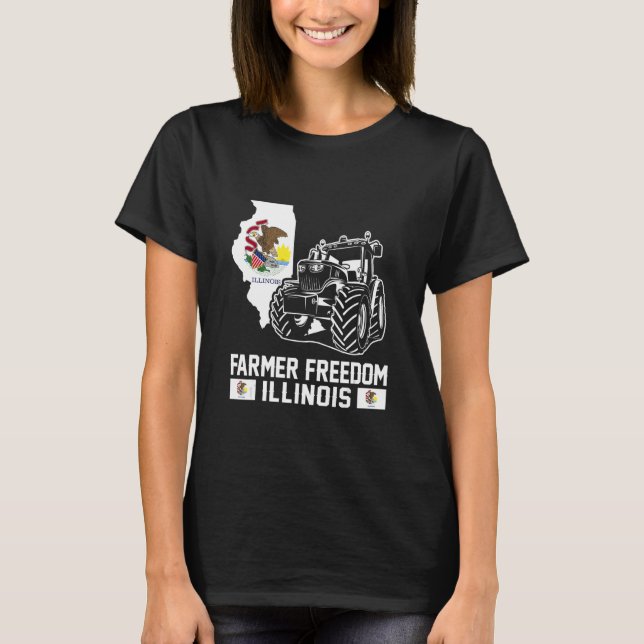 Farmer Freedom Illinois Tractor Support T-Shirt (Front)