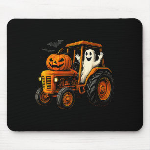 Farmer Ghost Tractor Pumpkin Soky Season Halloween Mouse Pad
