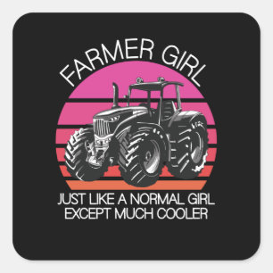 Farmer girl square sticker