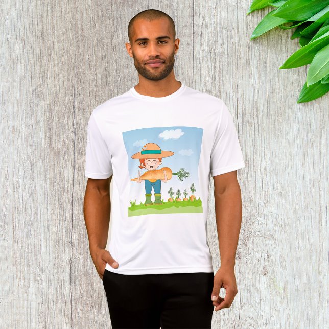 Farmer Girl with Giant Carrot Gardening  T-Shirt (Creator Uploaded)