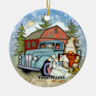 Farmer Gnome Ceramic Tree Decoration