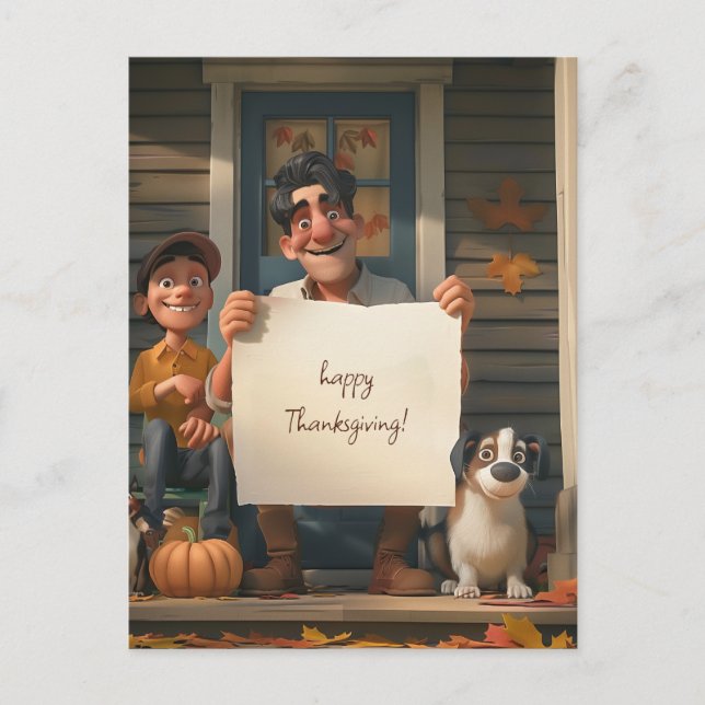 Farmer, his son, and the family dog postcard (Front)