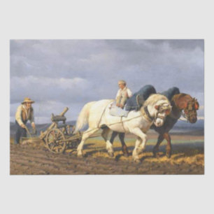 Farmer Horse Plough Boy French Country Vintage Cra Tissue Paper